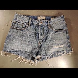 High rise medium denim shorts